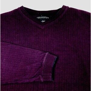 Consensus Sweater Sweatshirt Purple Ribbed V-Neck XL Mens Pullover Cotton Preppy